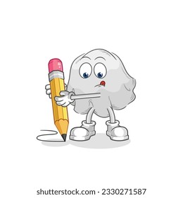the ghost write with pencil. cartoon mascot vector