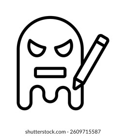Ghost Writer Line Vector Illustration On White Background.