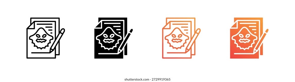 Vector de conjunto de iconos de estilo múltiple de escritura fantasma