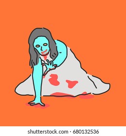Ghost and Zombie Halloween. - hand drawn. line drawing. vector illustration.