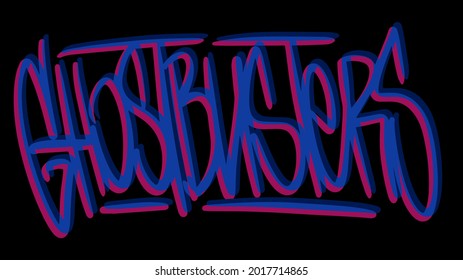 "Ghostbusters" lettering handstyle logo. Red letters are overlapped with blue letters on black background. Good for typography, banners, cards and prints on clothes. 