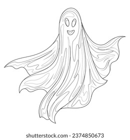 Ghost.Coloring book antistress for children and adults. Illustration isolated on white background.Zen-tangle style. 