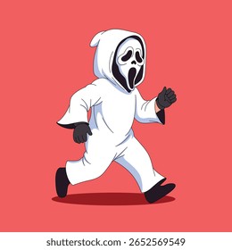 ghostface running cartoon, chibi style