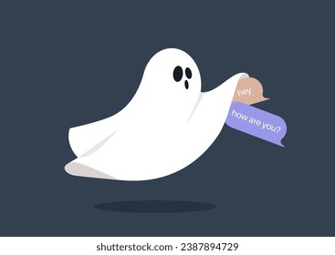 A ghosting concept representing toxic relationships, where a person chooses to ignore online messages and cut off communication