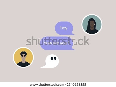 A ghosting concept, toxic relationships, a person ignoring online messages