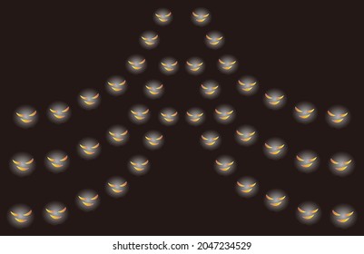 A ghost-like black globe-like graphic with eyes and mouth aligned in the dark.