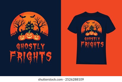 Ghostly Frights halloween t-shirt vector illustration