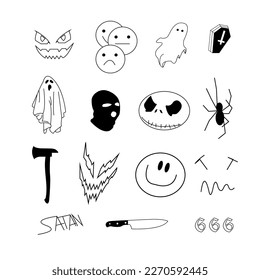 ghostly tattoo-set in vector graphics10 eps