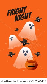 ghosts and bats halloween greetings design template vector, illustration