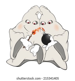 Ghosts and bomb cartoon 