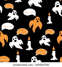 Ghosts and candles in a halloween pattern design, perfect to use on the web or in print, for surface design