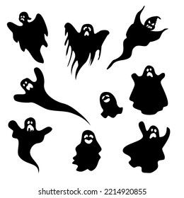 Ghosts cartoon style vector collection