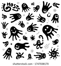 ghosts cartoons set , design elements