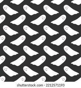 Ghosts cute Halloween seamless pattern. Vector illustration.