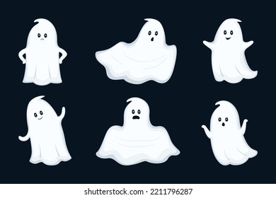 Ghosts with different emotions. Vector illustration.