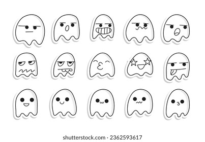 ghosts doodle stickers vector set 