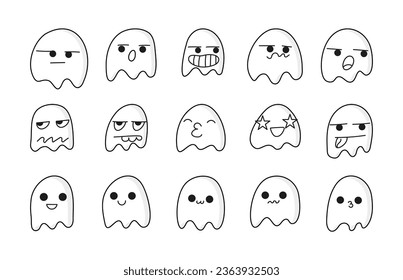 ghosts doodle  vector set isolated