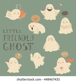 Ghosts emoticon halloween set