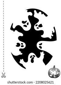 Ghosts. Ghost Stencil. Halloween Pumpkin Stencil. Printable Page, Book With Stencils And 3d Pumpkin Mockup.