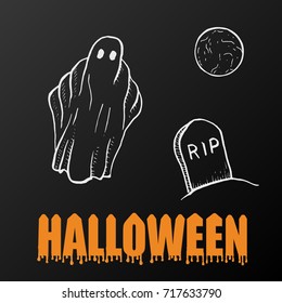 ghosts for Halloween on black background. cute ghosts characters. vector illustration eps 10