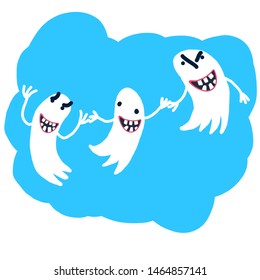Ghosts for Halloween. Vector image for greeting cards.