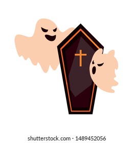 ghosts happy halloween celebration design