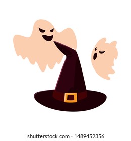 ghosts happy halloween celebration design