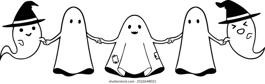 Ghosts holding hands.They're very close.