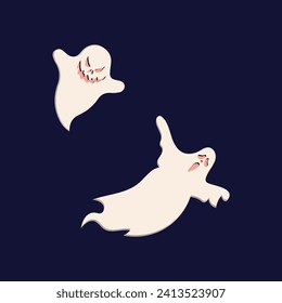 Ghosts illustration design, flat halloween ghosts element template vector. 