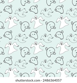 Ghosts Love Sweets Seamless Vector Pattern Design
