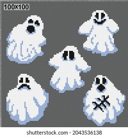 ghosts, pattern for cross stitch or knitting, vector image