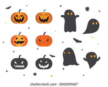 Ghosts Pumpkin Halloween Cute Cartoon Ghosts Stock Vector (royalty Free 