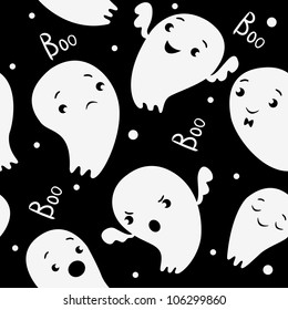 Ghosts Seamless Pattern, pattern in cartoon style.halloween . black and white