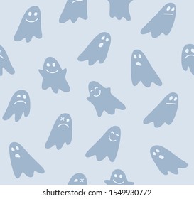 Ghosts, seamless pattern, light, vector. Colored, flat background. Vector picture.  
