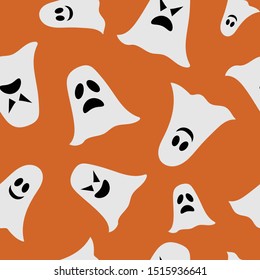 Ghosts seamless repeat pattern for wrapping paper, background, wallpapers.Halloween pattern.