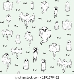 Ghosts set background as decoration for Halloween party