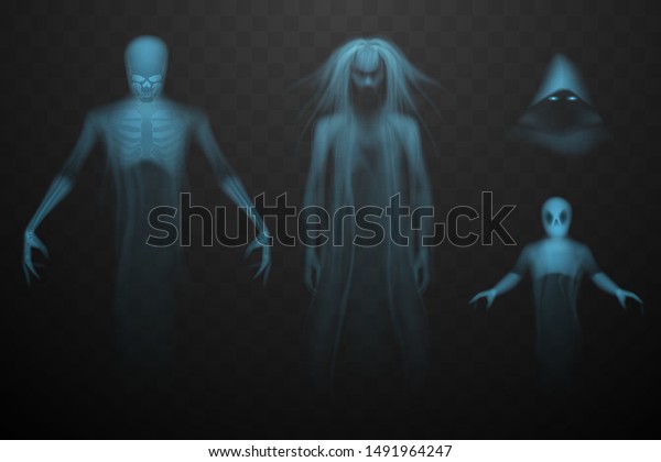 Ghosts set on transparent background