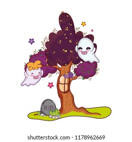 ghosts and spider in the tree house with rip