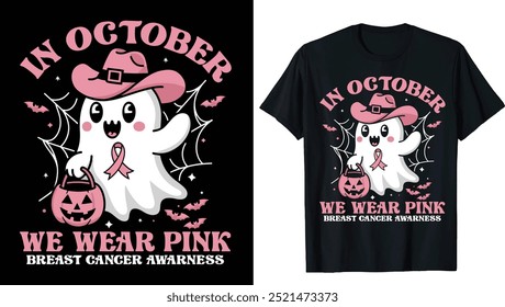 Ghosts Sweatshirt, Breast Cancer Awareness Halloween T-Shirt, Support Breast Cancer Support Tee, Retro Breast Cancer Png, Breast Cancer Awareness Png, Halloween Pink Ghost png, Halloween Shirt 