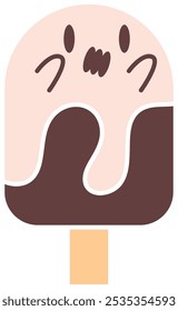 Ghost-shaped popsicle with chocolate dripping for Halloween Vector