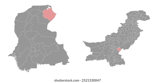 Ghotki district map, administrative division of Pakistan. Vector illustration.