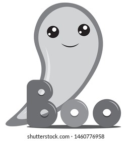 Ghots with Boo. Halloween element. Drawing for menu, catalog, restaurant, cartoon, game, kitchen. Vector illustration