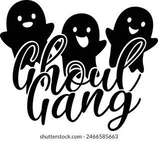 Ghoul Gang Halloween Ghosts Typography Design