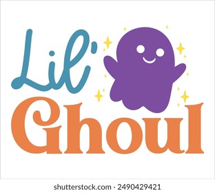 Lil’ Ghoul T-Shirt, Coquette Halloween, Halloween Quotes, Fall Design, Pumpkin T-shirt, October T-shirt, Funny Halloween Shirts, Cut File For Cricut And Silhouette