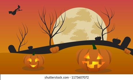 A ghoulish pumpkin patch scene.