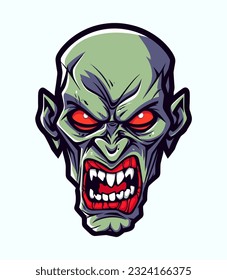 Ghoulish zombie head depicted in a striking vector clip art illustration, capturing the unsettling essence of the undead