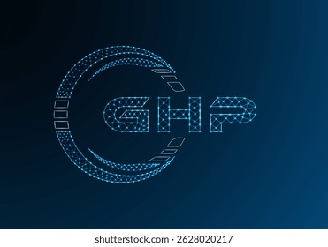 Diseño de Vector de logotipo de letra de polietileno GHP bajo. Diseño de logotipo de poliéster inferior GHP. Logotipo de poliéster bajo.