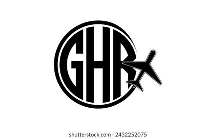 Vector de diseño del logotipo del círculo de la agencia de viajes y del tour de la carta inicial de GHR. agencia de hajj Umrah, abstracto, agencia de turismo, guía turístico, emiratos, aerolíneas, vuelo del avión, negocio, monograma, marca, empresa