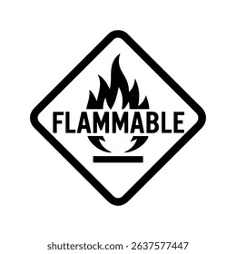 GHS flammable hazard symbol vector on white background.