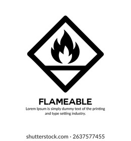 GHS flammable hazard symbol vector on white background.